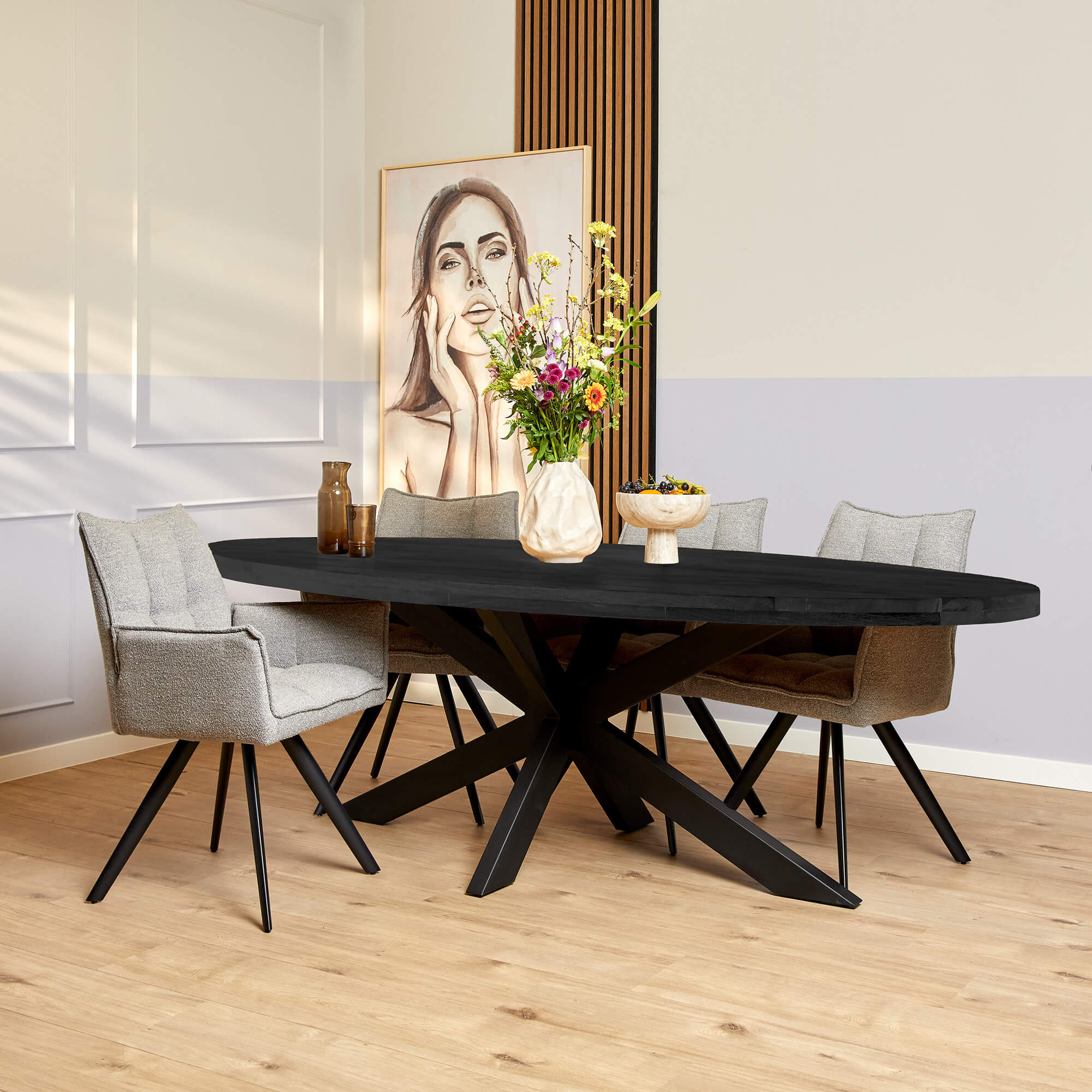 Ovale eettafel Denver Black | 240 cm