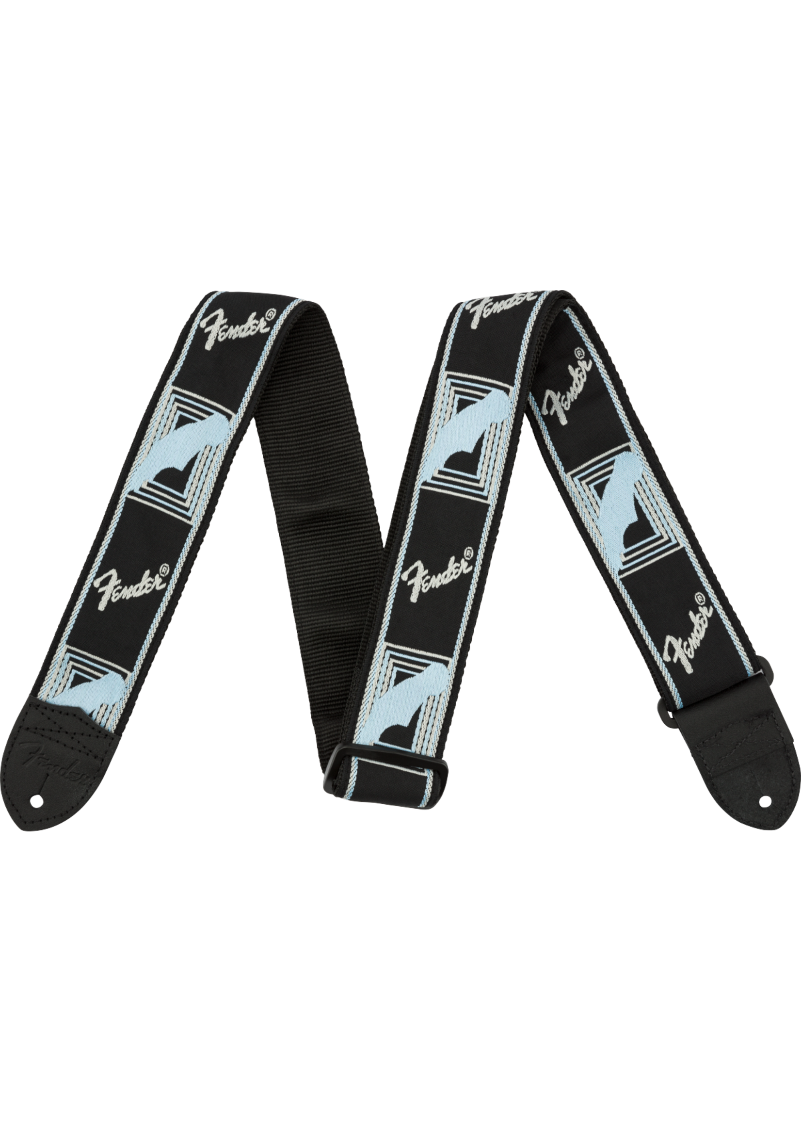 Fender Fender Monogrammed Black/Light Grey/Blue strap