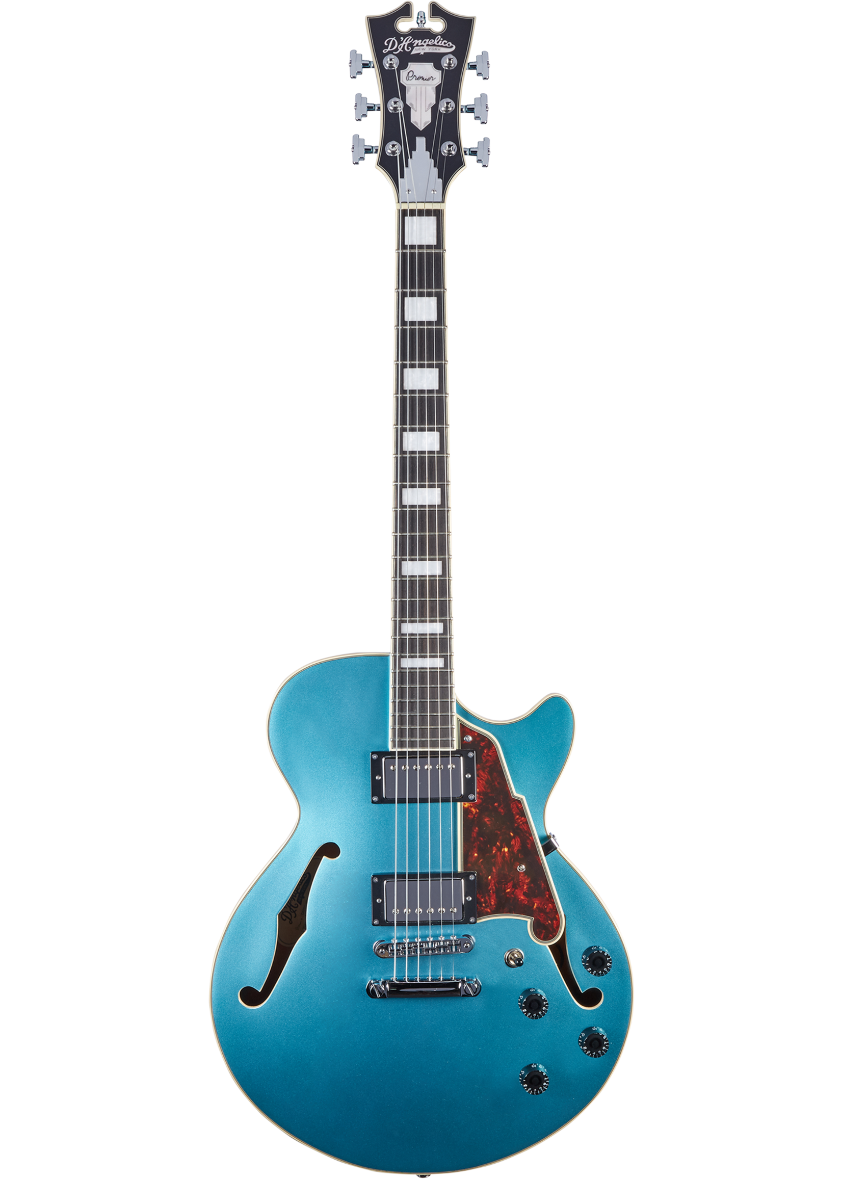 D'Angelico D'Angelico Premier SS (with stop-bar tailpiece) Ocean Turquoise Incl hoes