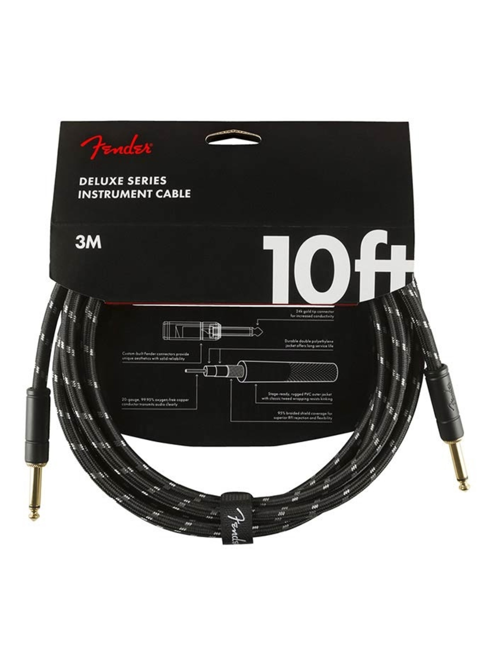 Fender Fender Deluxe 10' inst cable black tweed