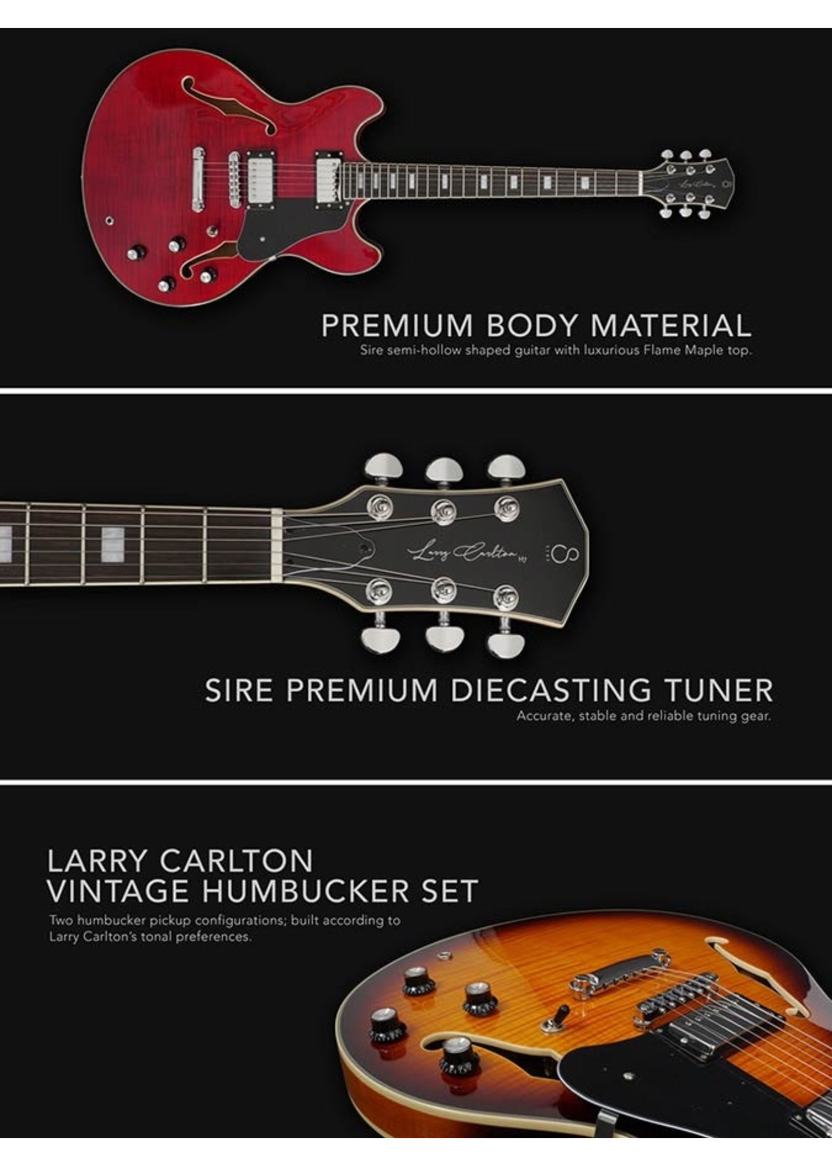 Sire Sire Larry Carlton H7/STR Electric Archtop See Through Red