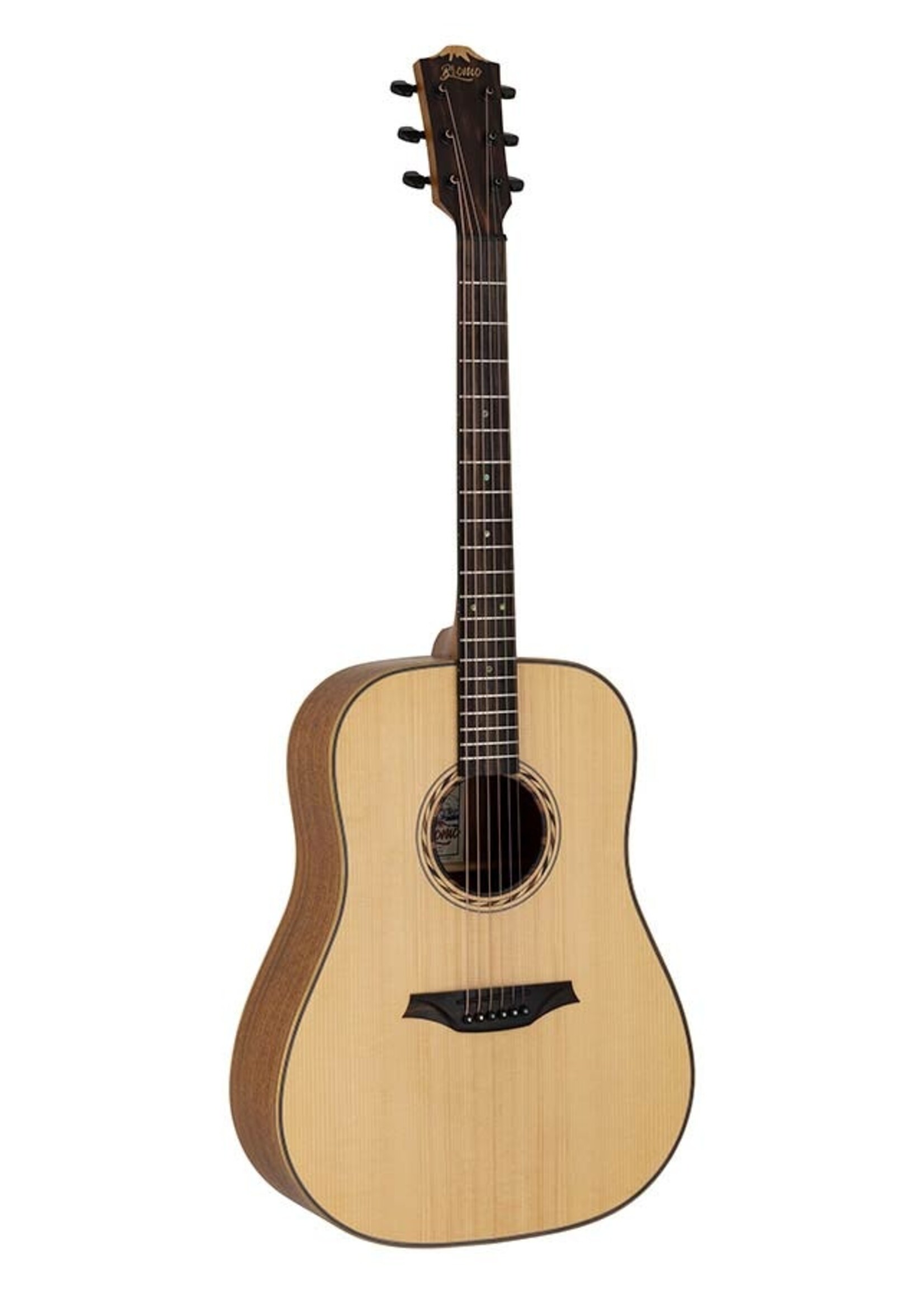 Bromo Bromo  BAT1  ATahoma Series dreadnought guitar with solid spruce top, amara ebony fb, natural