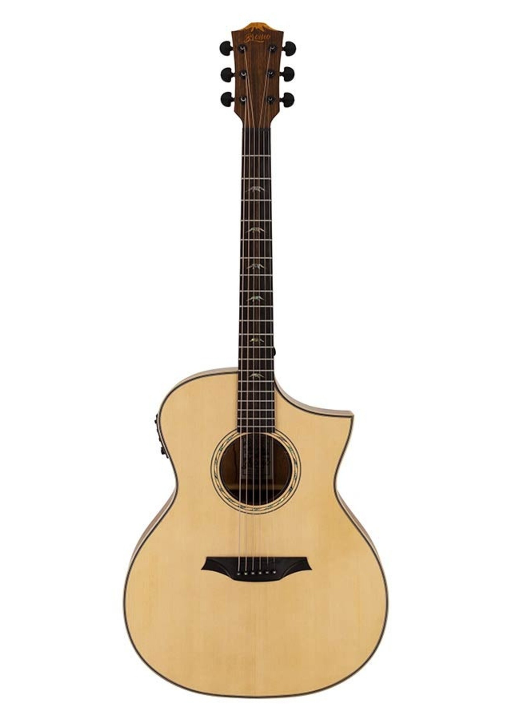 Bromo Bromo BAT4CE  Tahoma Series auditorium guitar with solid top, cutaway with EQ, amara ebony fb, natural