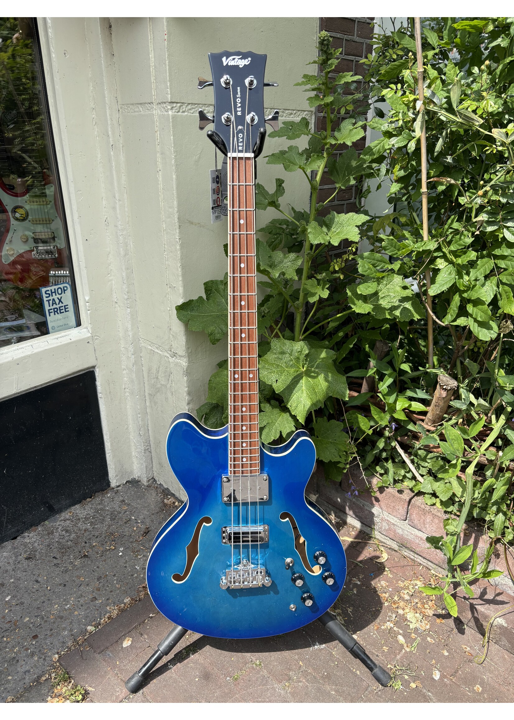 Vintage Vintage VRS450BL revo series Supreme mini Acoustic Bass Blue Burst