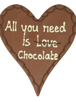Teddy en Coco chocolade All you need is love/chocolate - Chocoladehart XL