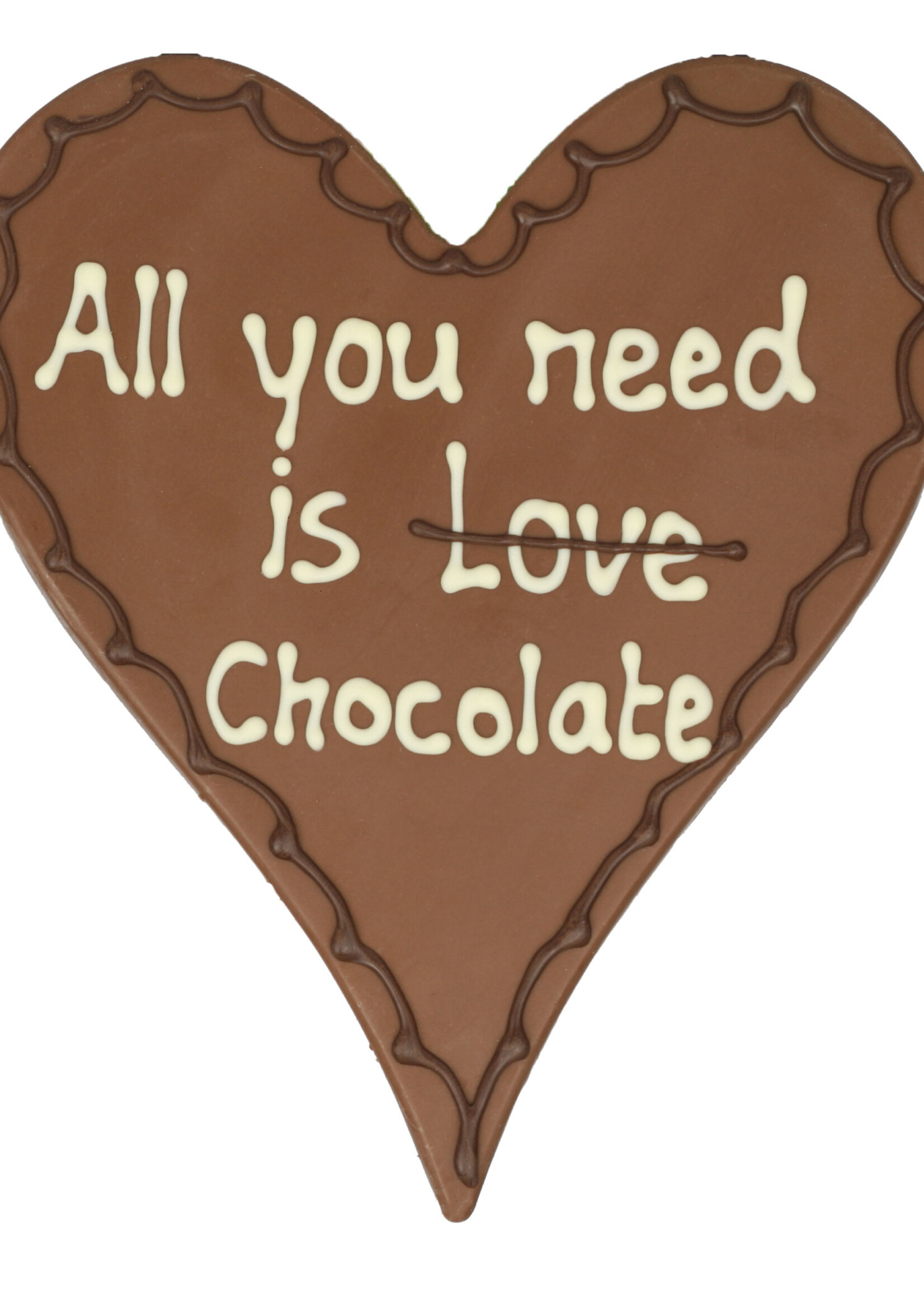 Teddy en Coco chocolade All you need is love/chocolate - Chocoladehart XL