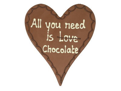 Teddy en Coco chocolade All you need is love/chocolate - Chocoladehart XL