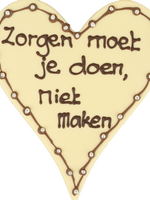 Teddy en Coco chocolade Zorgen moet je doen, niet maken - Chocoladehart XL