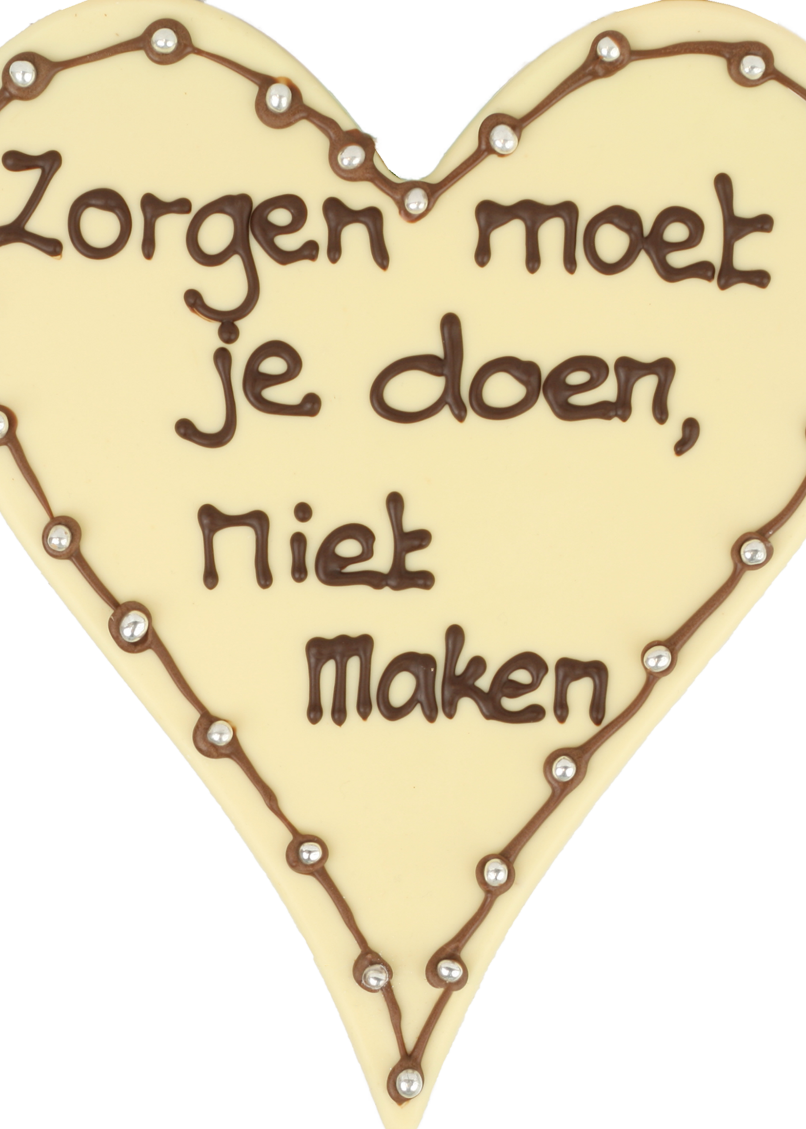 Teddy en Coco chocolade Zorgen moet je doen, niet maken - Chocoladehart XL