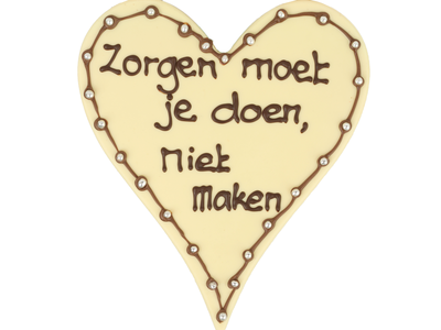 Teddy en Coco chocolade Zorgen moet je doen, niet maken - Chocoladehart XL