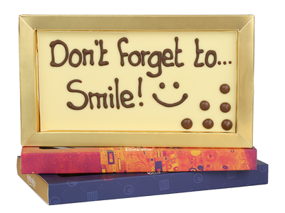 Bonvanie chocolade Don't forget to smile! - Chocoladereep met tekst