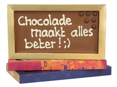 Teddy en Coco chocolade Chocolade maakt alles beter! - Chocoladereep met tekst