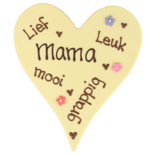 Teddy en Coco chocolade Mama - Chocoladehart XL met tekst