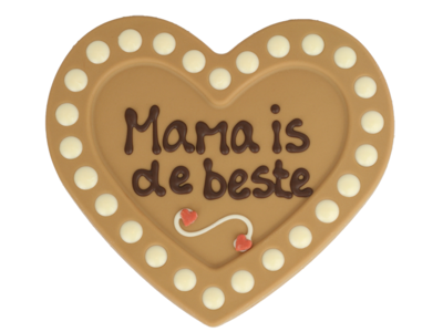 Teddy en Coco chocolade Mama is de beste - Chocoladehart XL met stippen