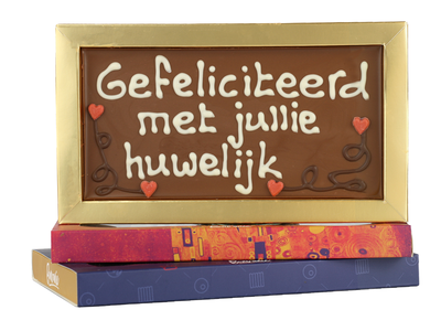 Teddy en Coco chocolade Gefeliciteerd met jullie huwelijk - Chocoladereep met tekst