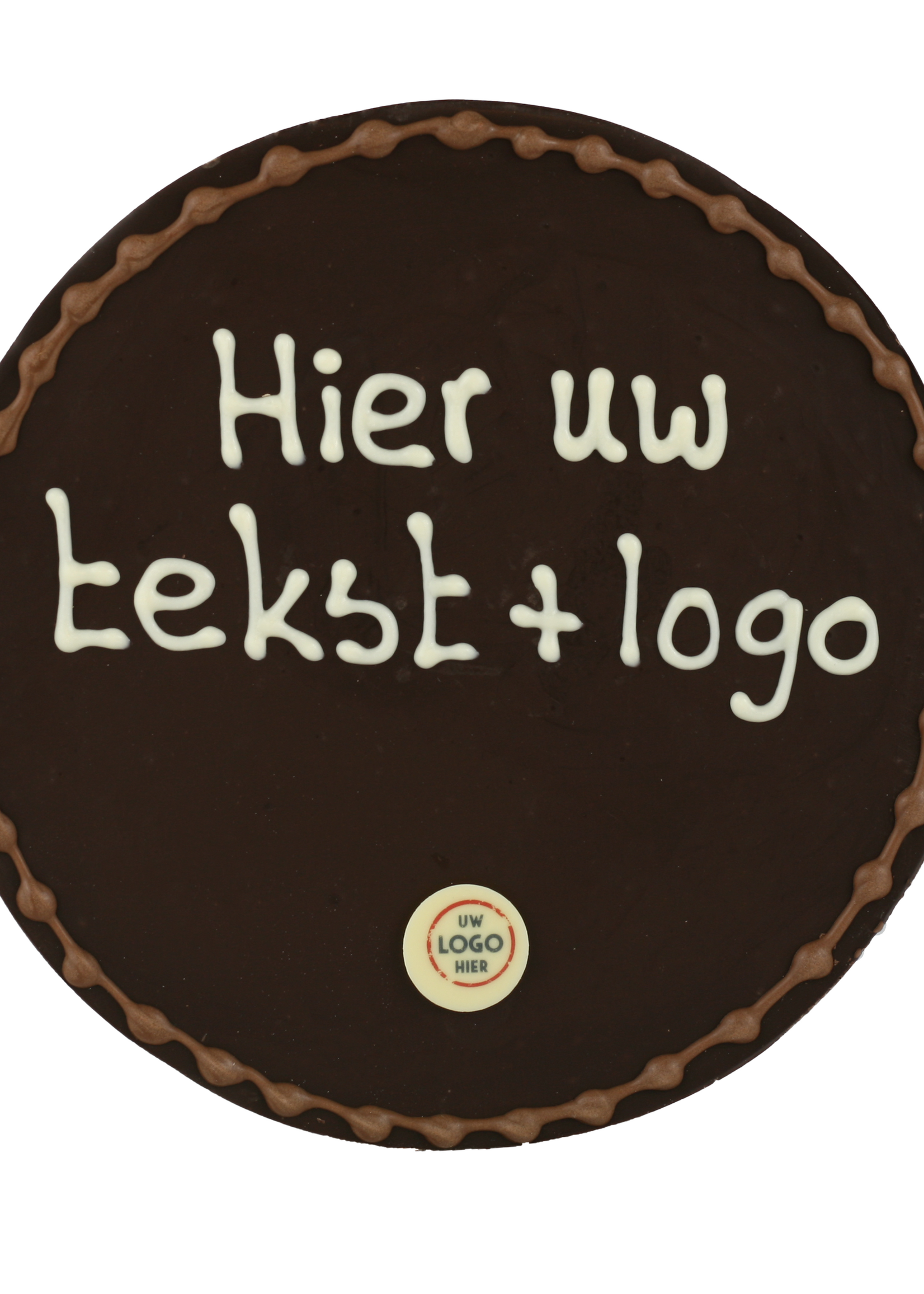 Teddy en Coco chocolade  Rond chocoladeplakkaat - Eigen opschrift met logo