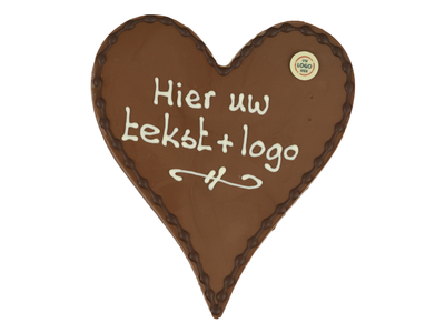Teddy en Coco chocolade Chocoladehart XL - Eigen opschrift met logo