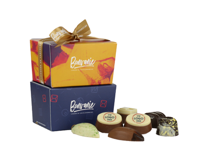 Teddy en Coco chocolade Bonbons met logo 150 gram