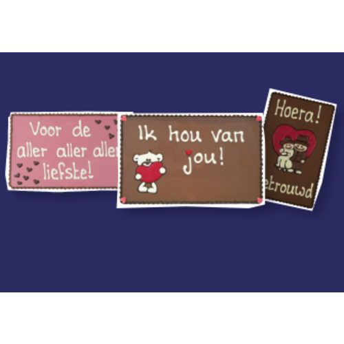 Chocoladeplakkaten met tekst