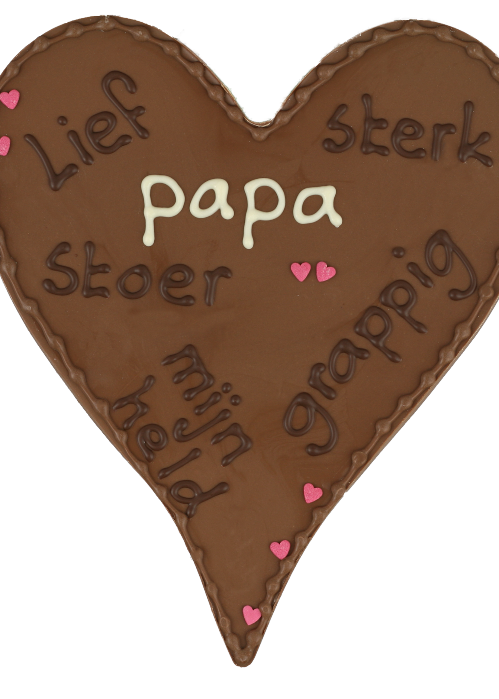 Teddy en Coco chocolade Papa - Chocoladehart XL met stippen