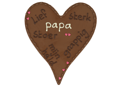 Teddy en Coco chocolade Papa - Chocoladehart XL met stippen