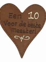 Teddy en Coco chocolade Een 10 voor de beste meester! - Chocoladehart XL met stippen