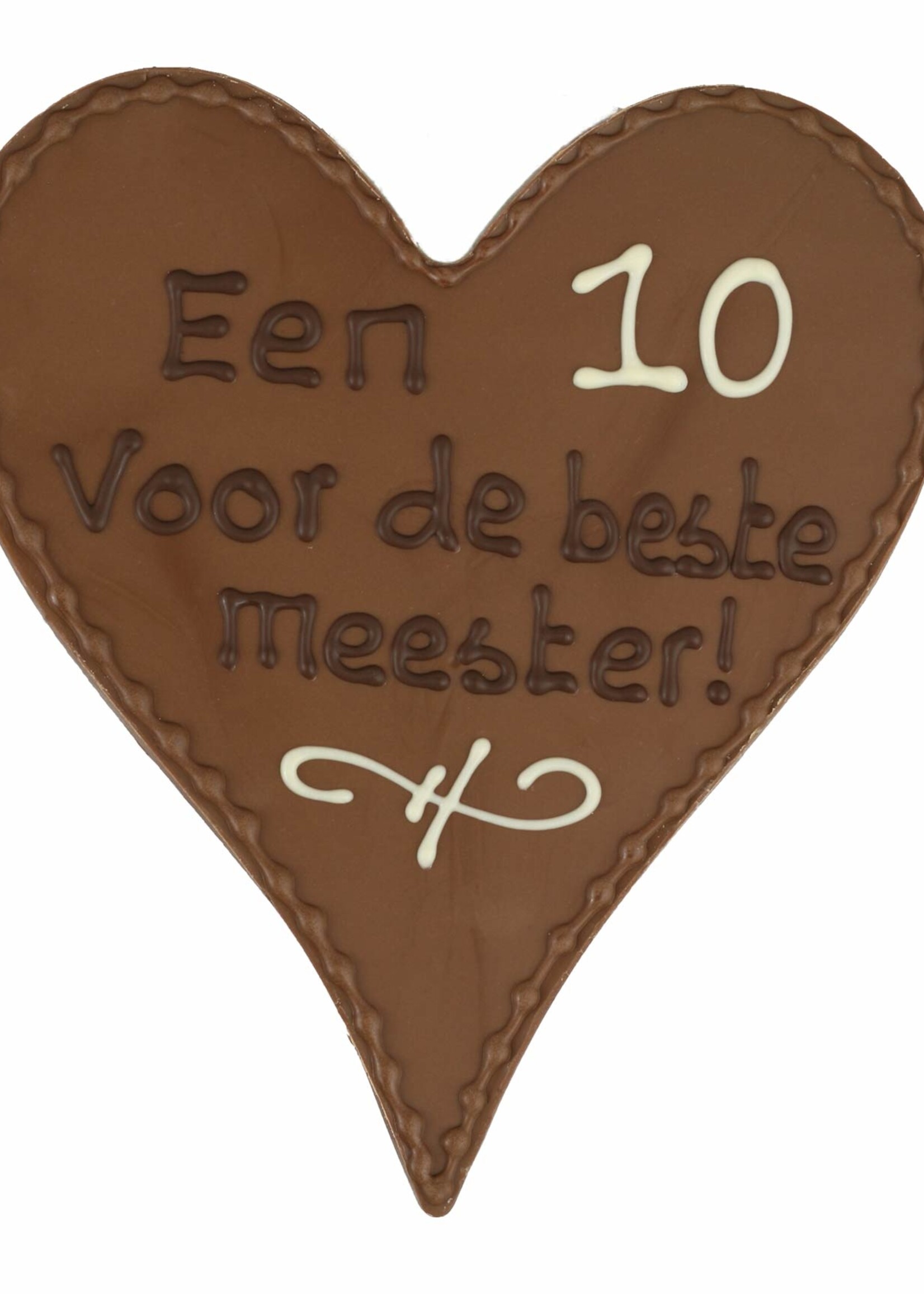 Teddy en Coco chocolade Een 10 voor de beste meester! -Chocoladehart XL met stippen