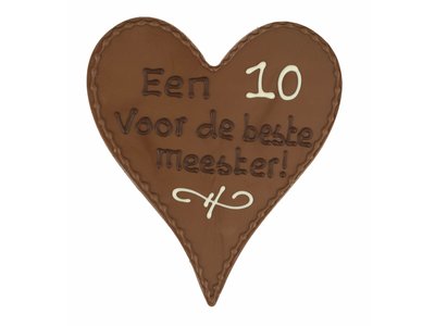 Teddy en Coco chocolade Een 10 voor de beste meester! - Chocoladehart XL met stippen