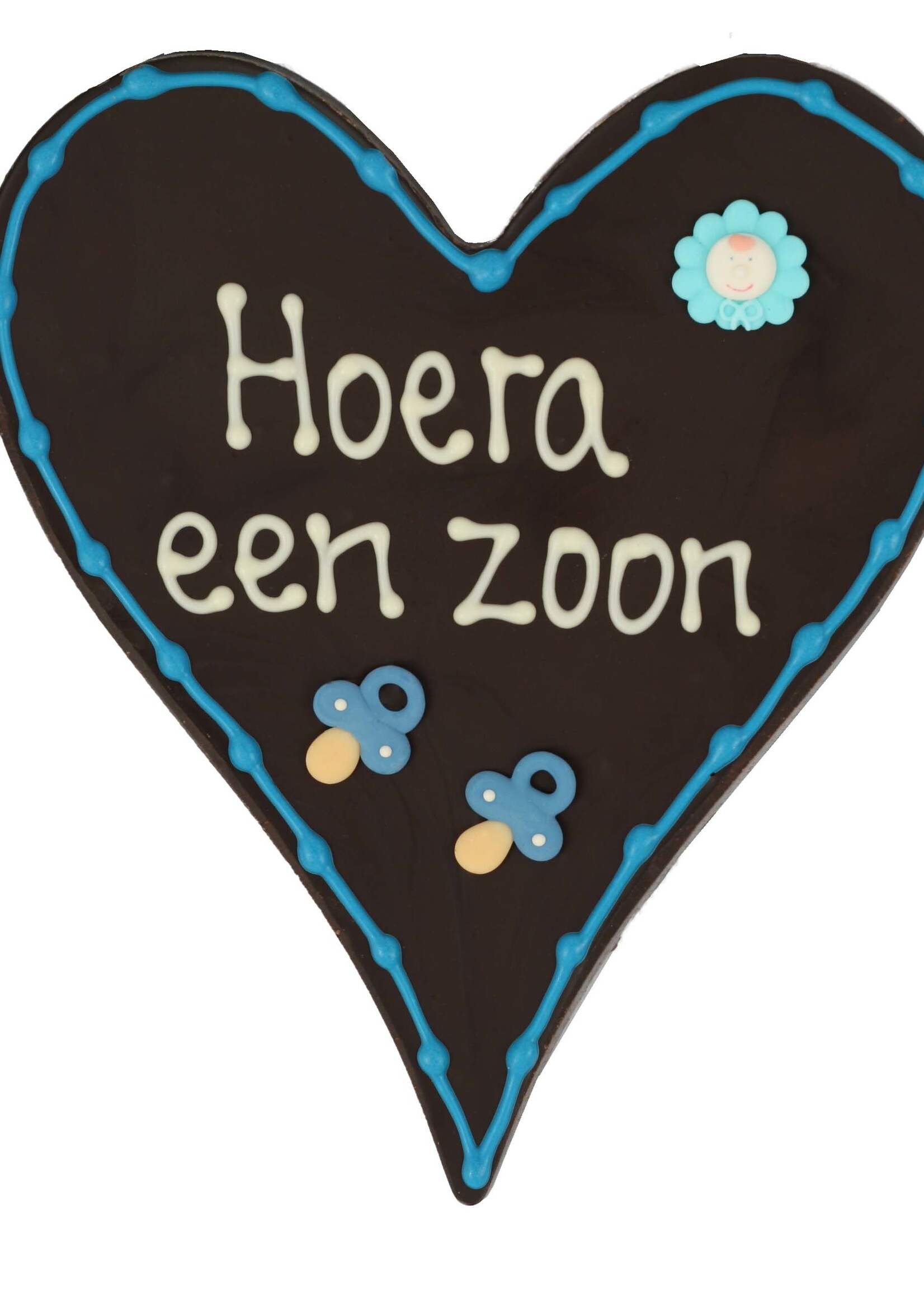 Teddy en Coco chocolade Hoera een zoon - Chocoladehart XL met tekst