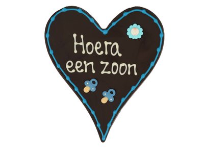 Teddy en Coco chocolade Hoera een zoon - Chocoladehart XL