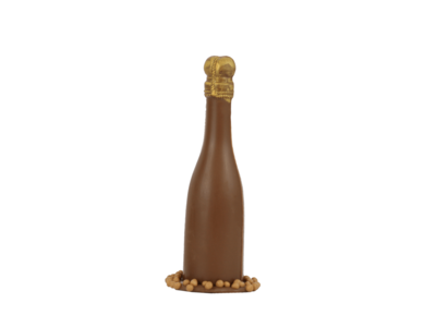 Teddy en Coco chocolade Champagnefles van chocolade op flik