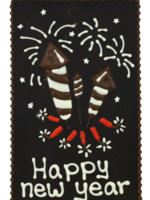 Teddy en Coco chocolade Happy new year - Chocoladeplakkaat