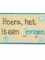 Teddy en Coco chocolade Hoera, het is een jongen! - Chocoladeplakkaat