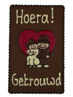 Teddy en Coco chocolade Hoera, getrouwd! - Chocoladeplakkaat