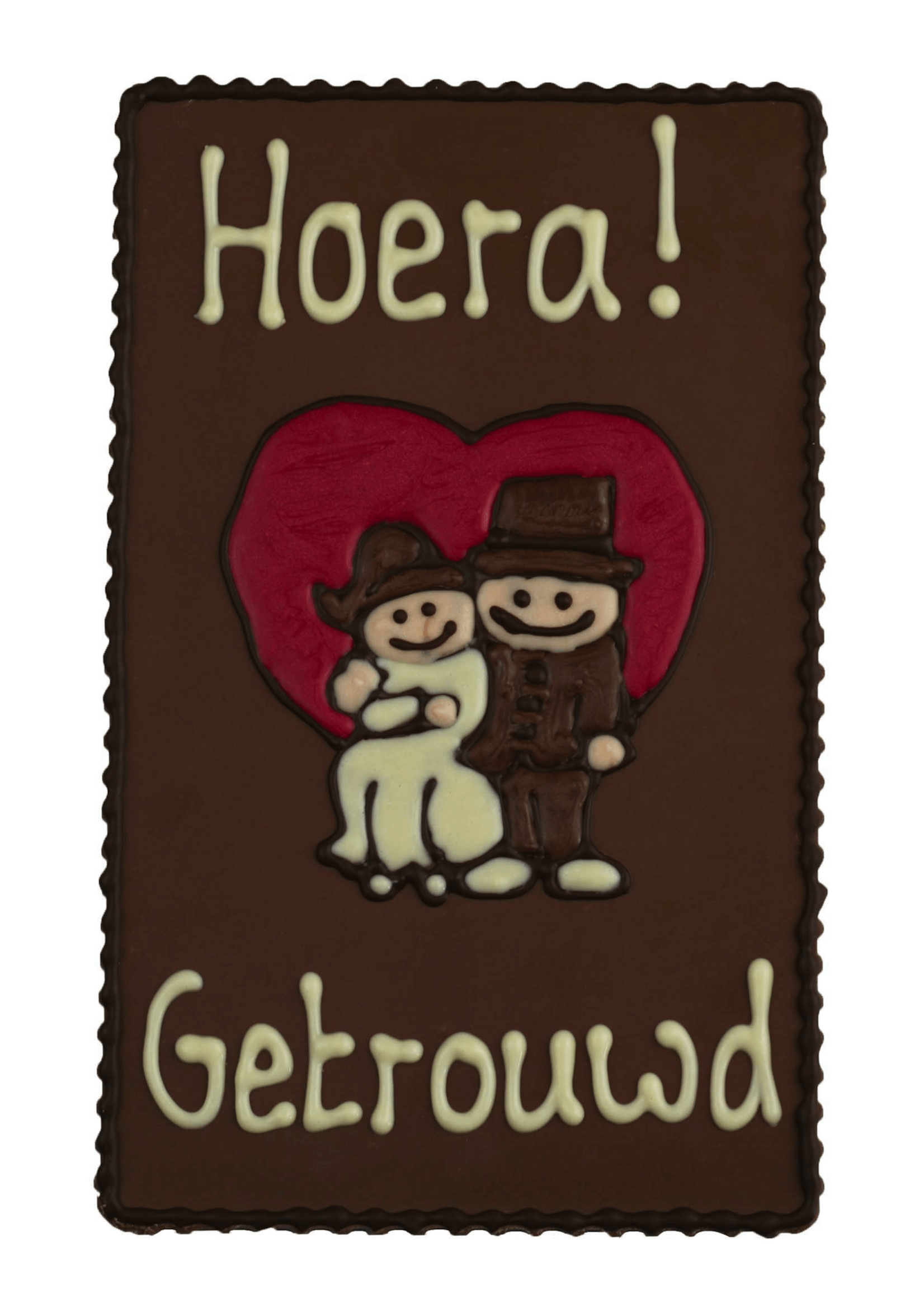 Teddy en Coco chocolade Hoera, getrouwd! - Chocoladeplakkaat