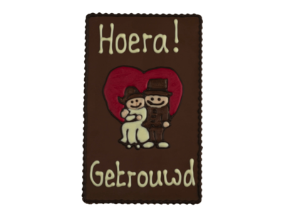 Teddy en Coco chocolade Hoera, getrouwd! - Chocoladeplakkaat