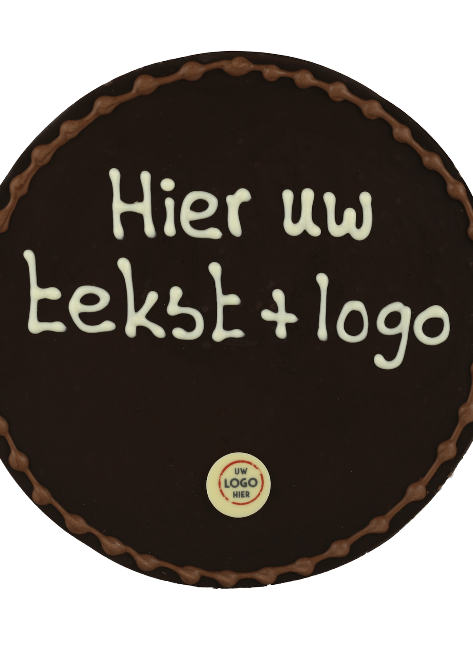 Teddy en Coco chocolade  Rond chocoladeplakkaat - Eigen opschrift met logo