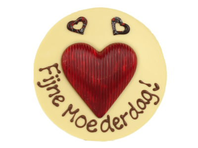 Teddy en Coco chocolade Fijne moederdag - Rond chocoladeplakkaat met hart