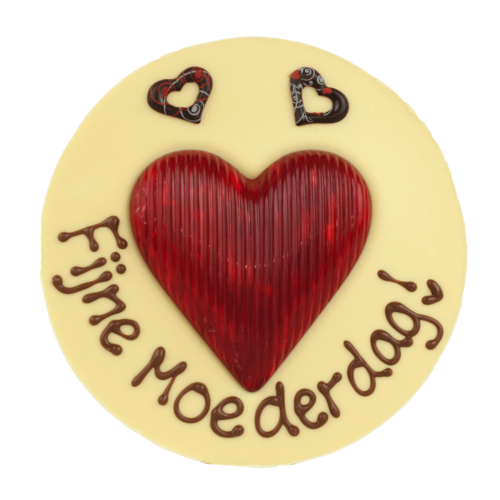 Teddy en Coco chocolade Fijne moederdag - Rond chocoladeplakkaat met hart