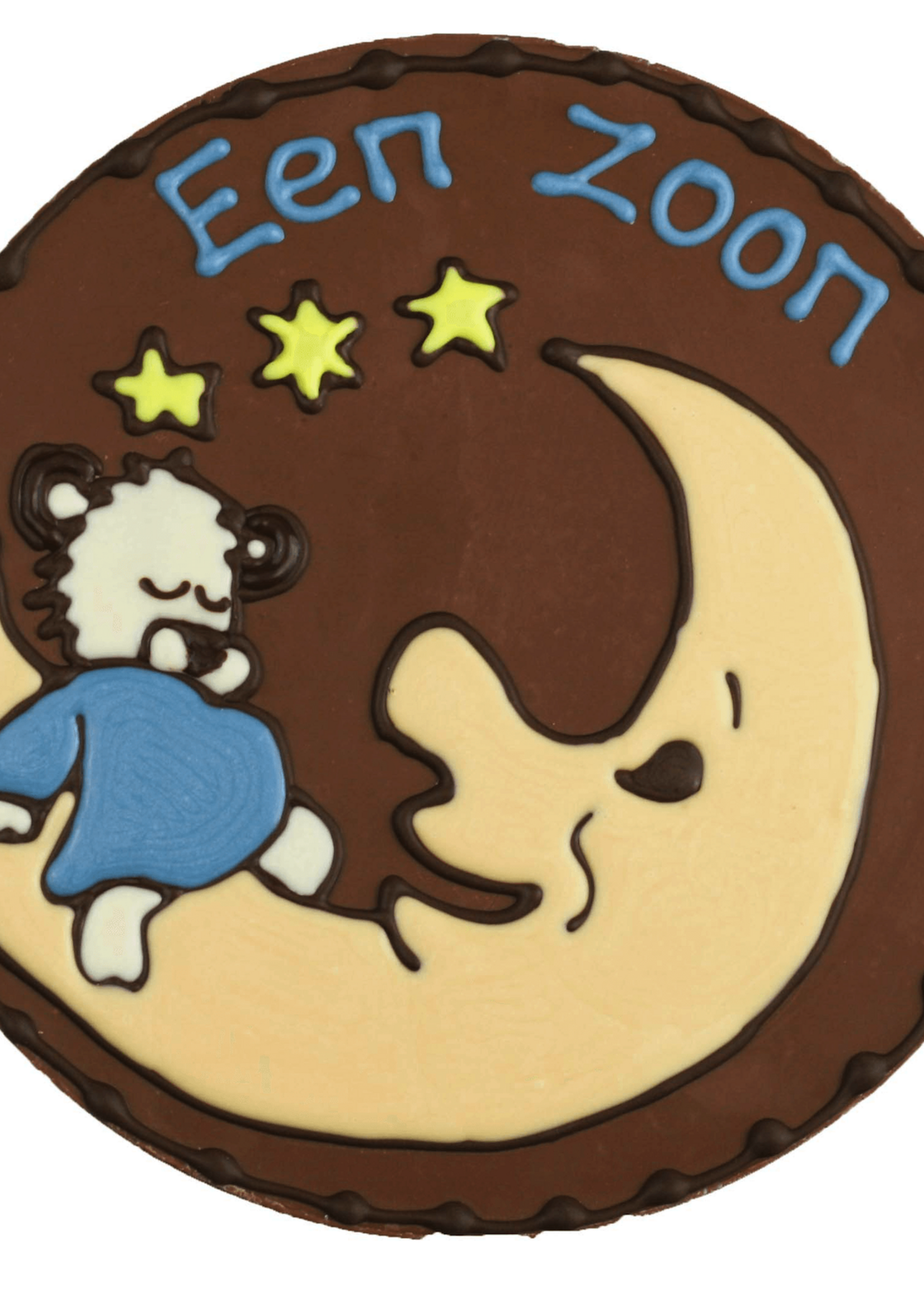 Teddy en Coco chocolade Een zoon! - Rond chocoladeplakkaat