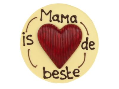 Bonvanie chocolade Mama is de beste - Rond chocoladeplakkaat met hart