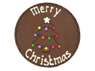 Teddy en Coco chocolade Merry christmas - Rond chocoladeplakkaat