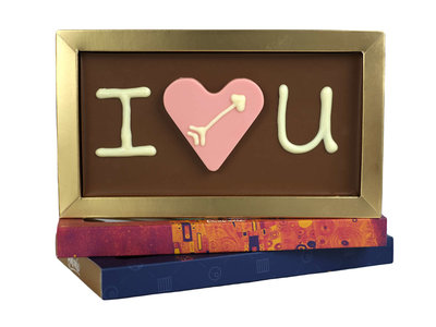 Teddy en Coco chocolade I love you chocoladereep met chocoladehart - Chocoladereep met tekst