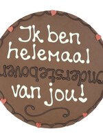 Teddy en Coco chocolade Ik ben ondersteboven van jou! - Rond chocoladeplakkaat