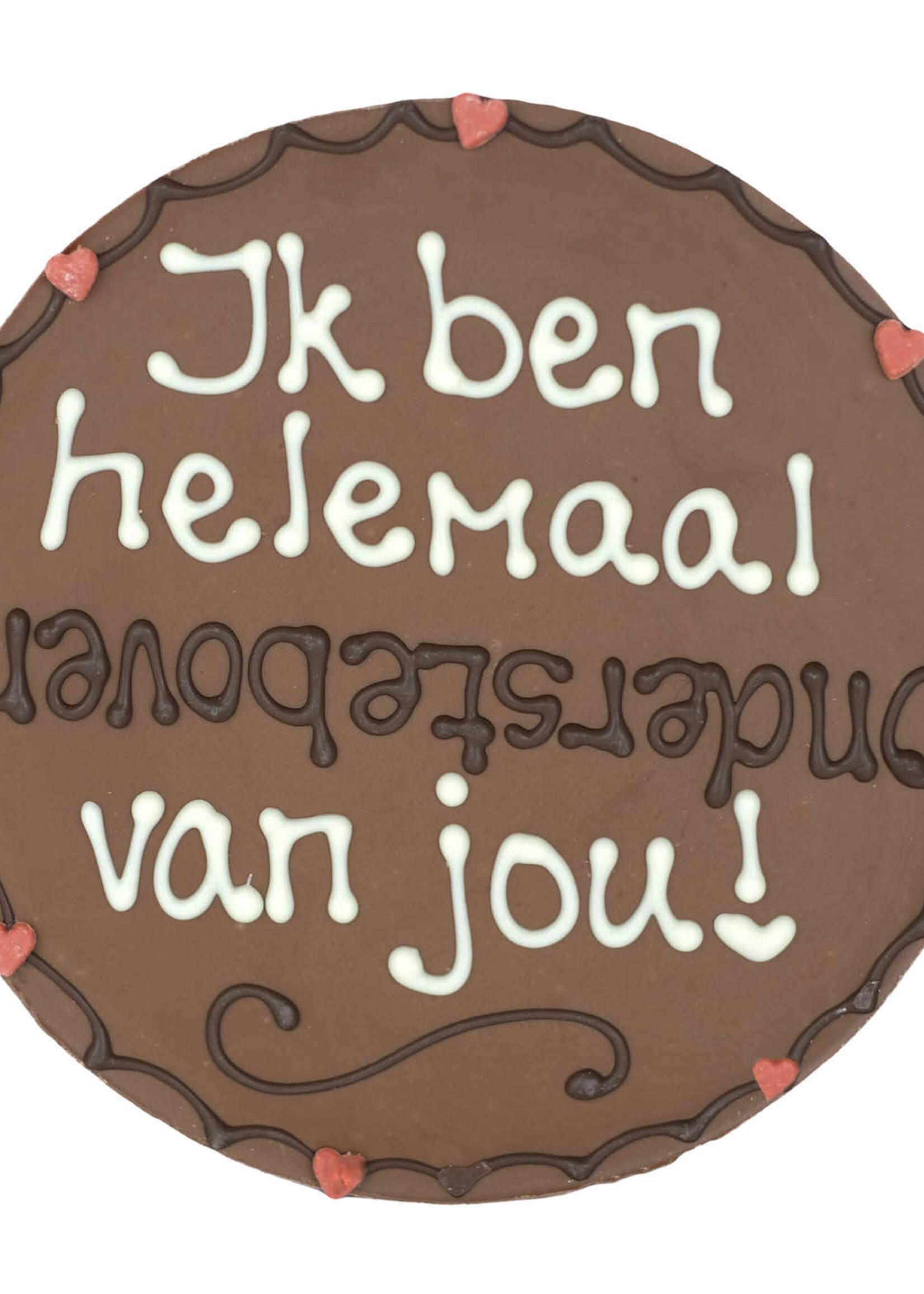Teddy en Coco chocolade Ik ben helemaal ondersteboven van jou! - Rond chocoladeplakkaat