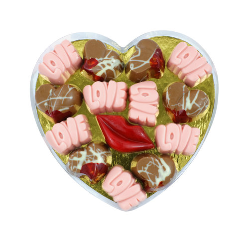 Bonvanie chocolade Ambachtelijke love bonbons in hartendoos