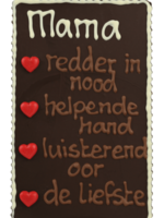 Teddy en Coco chocolade Mama, redder in nood - Chocoladeplakkaat met tekst