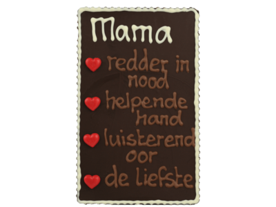 Teddy en Coco chocolade Mama, redder in nood - Chocoladeplakkaat met tekst