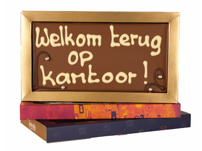 Teddy en Coco chocolade Welkom terug op kantoor! - Chocoladereep met tekst