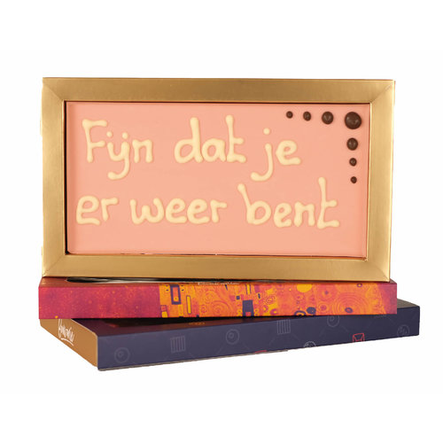 Bonvanie chocolade Fijn dat je er weer bent - Chocoladereep met tekst